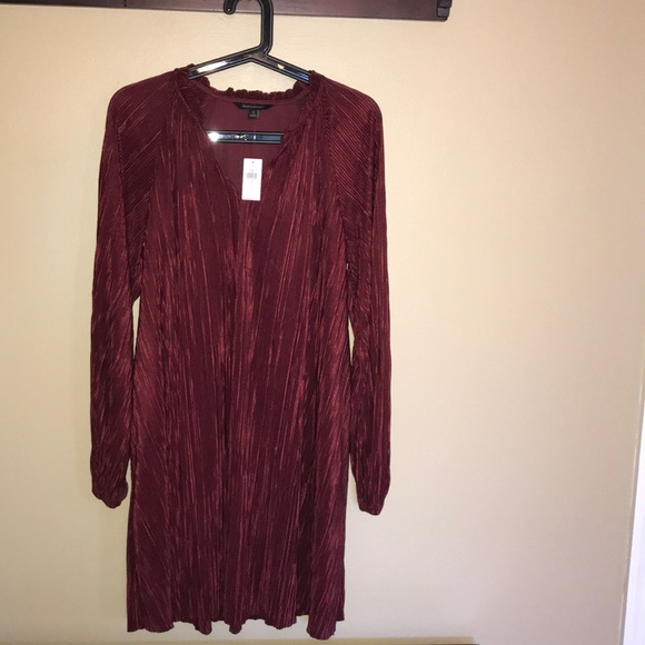 Plisse Swing Dress (red brick color) - Picture 2 of 4